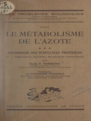 cover image of Le métabolisme de l'azote (3)